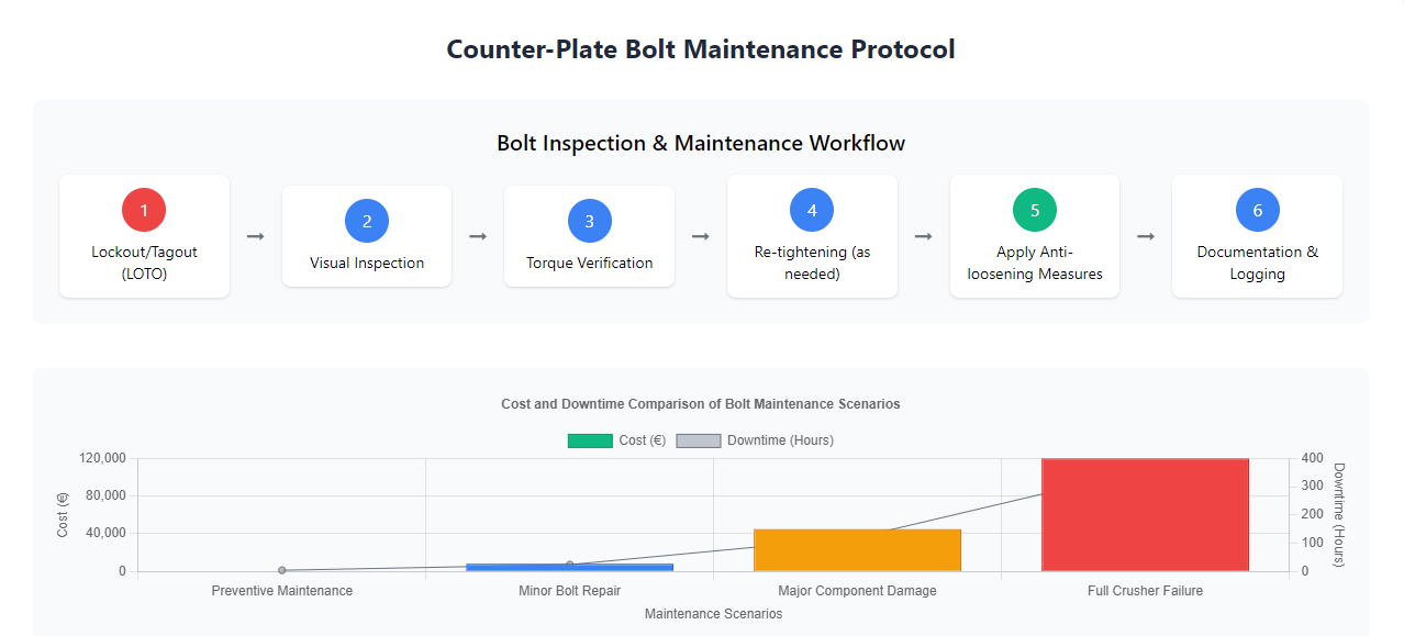 Counter-plate bolt tightening inspection and anti-loosening maintenance for EU Impact Crusher